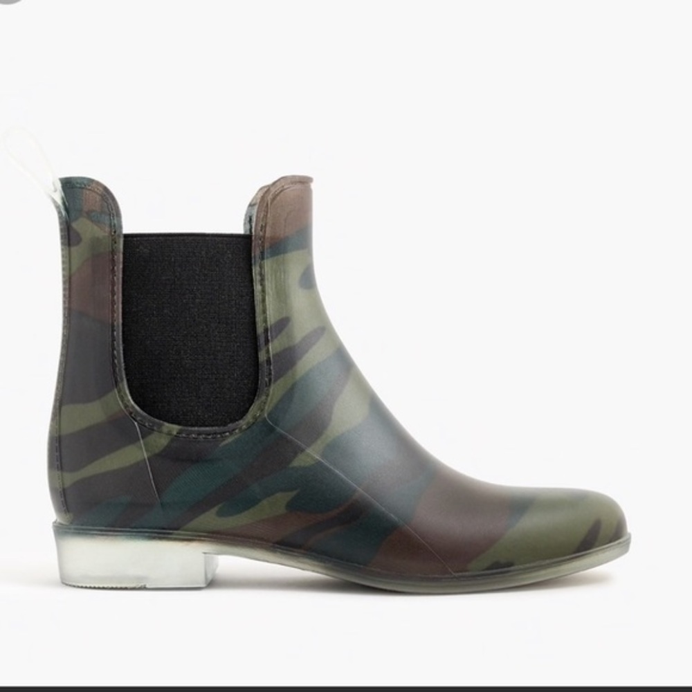 J.Crew Camo rubber rain chelsea boots 7